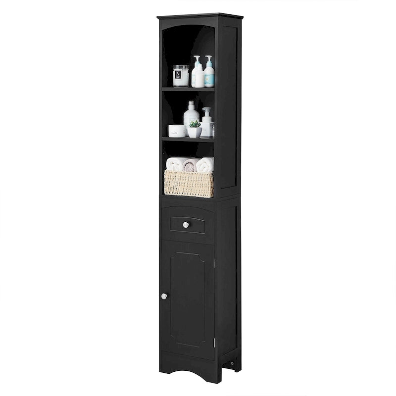 Meuble Colonne de Salle de Bain, Meuble de Rangement sur Pied avec Tiroir et Étagère Réglable