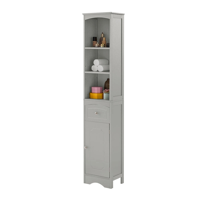 Meuble Colonne de Salle de Bain, Meuble de Rangement sur Pied avec Tiroir et Étagère Réglable