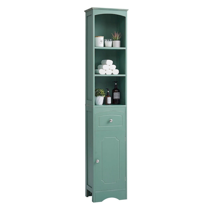 Meuble Colonne de Salle de Bain, Meuble de Rangement sur Pied avec Tiroir et Étagère Réglable