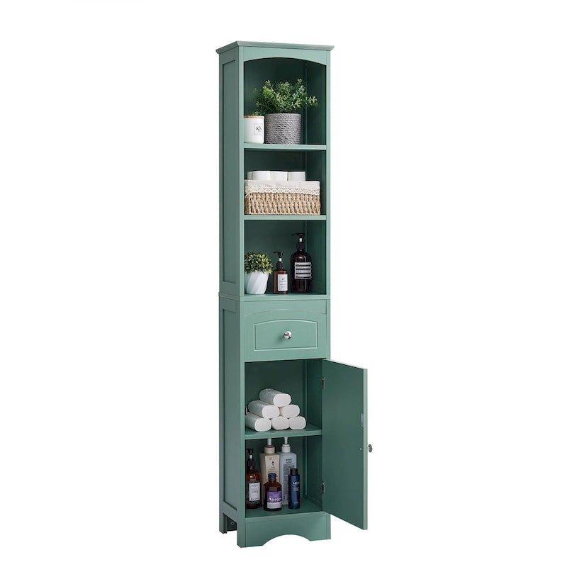 Meuble Colonne de Salle de Bain, Meuble de Rangement sur Pied avec Tiroir et Étagère Réglable