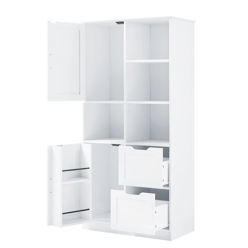Meuble de rangement de salle de bain avec portes et tiroirs