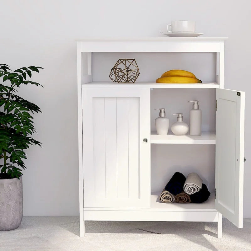 Meuble de rangement de salle de bain autoportant blanc