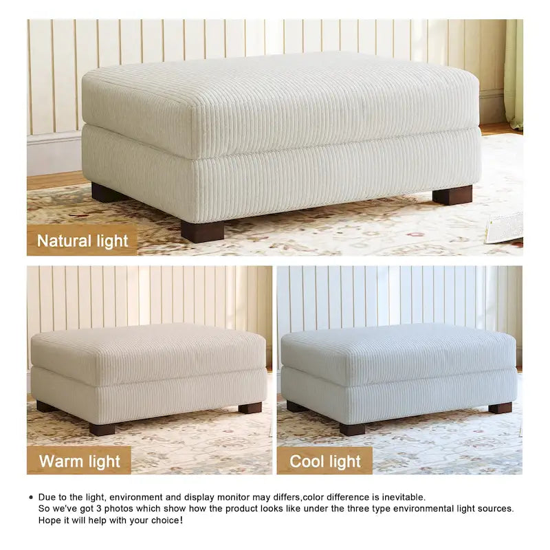 Pouffe d'appoint oversize en velours côtelé moderne