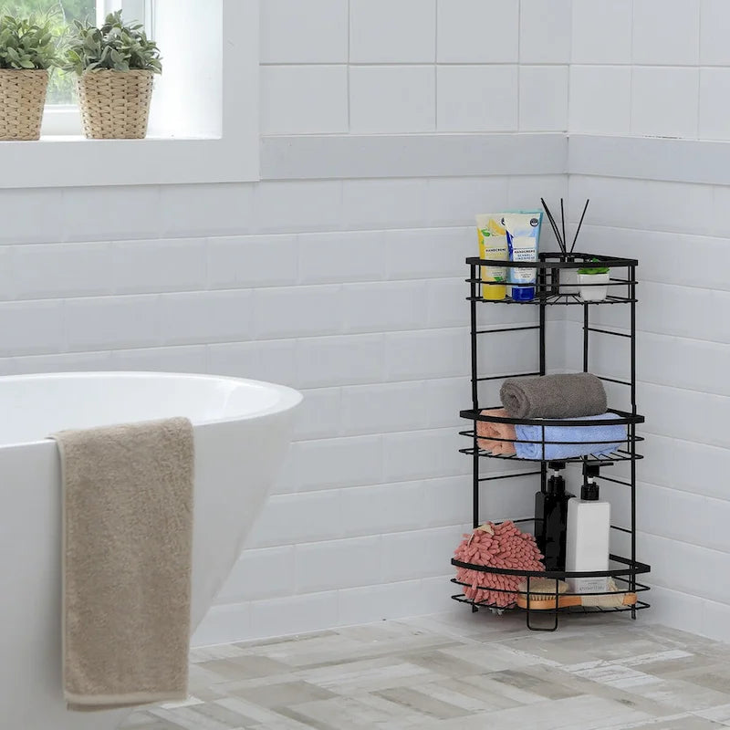 Étagère de coin de salle de bain à 3 niveaux