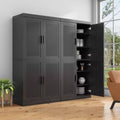 Armoire de rangement décorative de 62 pouces de hauteur en osier noir avec grain de bois et 12 étagères