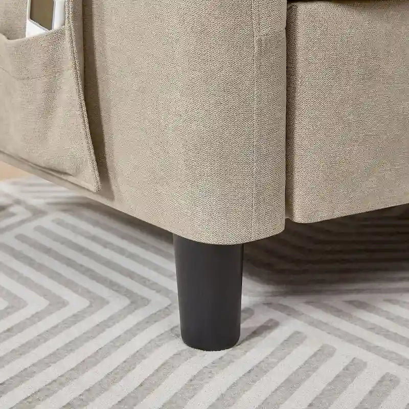 Canapé d'angle en forme de L de 77,36 L avec poche latérale de rangement et pouf réversible