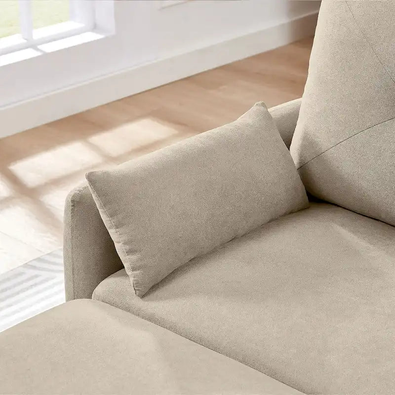 Canapé d'angle en forme de L de 77,36 L avec poche latérale de rangement et pouf réversible