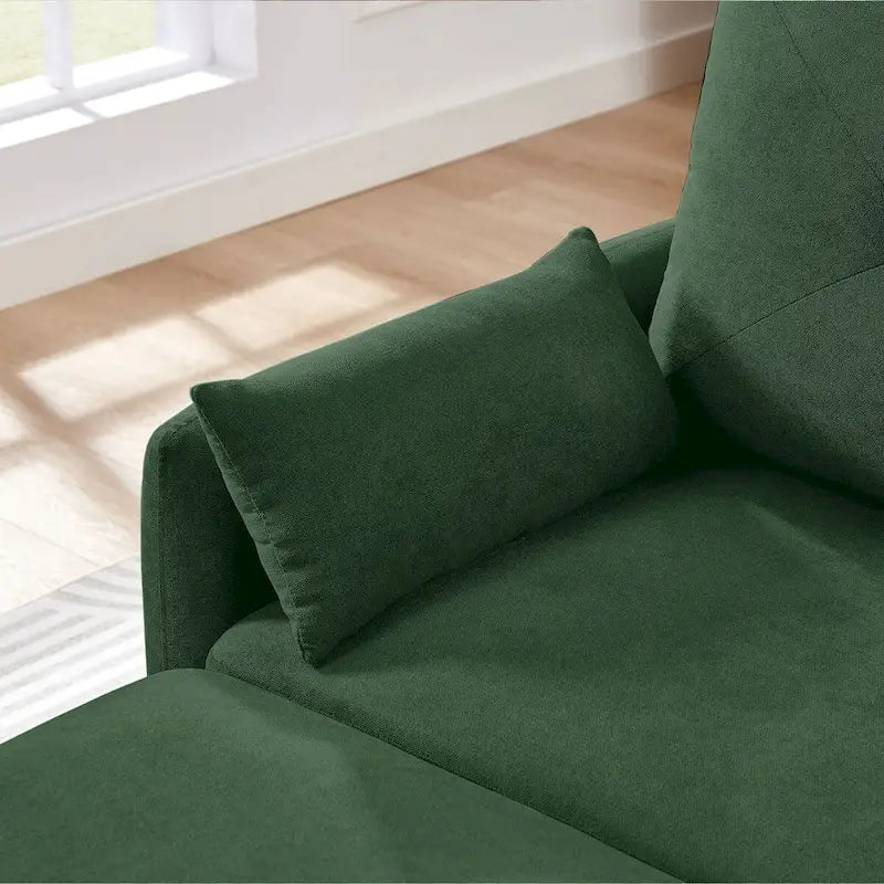 Canapé d'angle en forme de L de 77,36 L avec poche latérale de rangement et pouf réversible