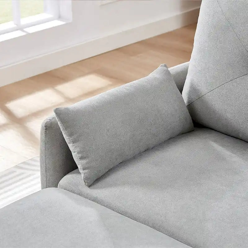 Canapé d'angle en forme de L de 77,36 L avec poche latérale de rangement et pouf réversible
