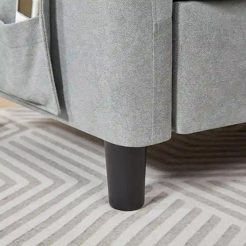 Canapé d'angle en forme de L de 77,36 L avec poche latérale de rangement et pouf réversible