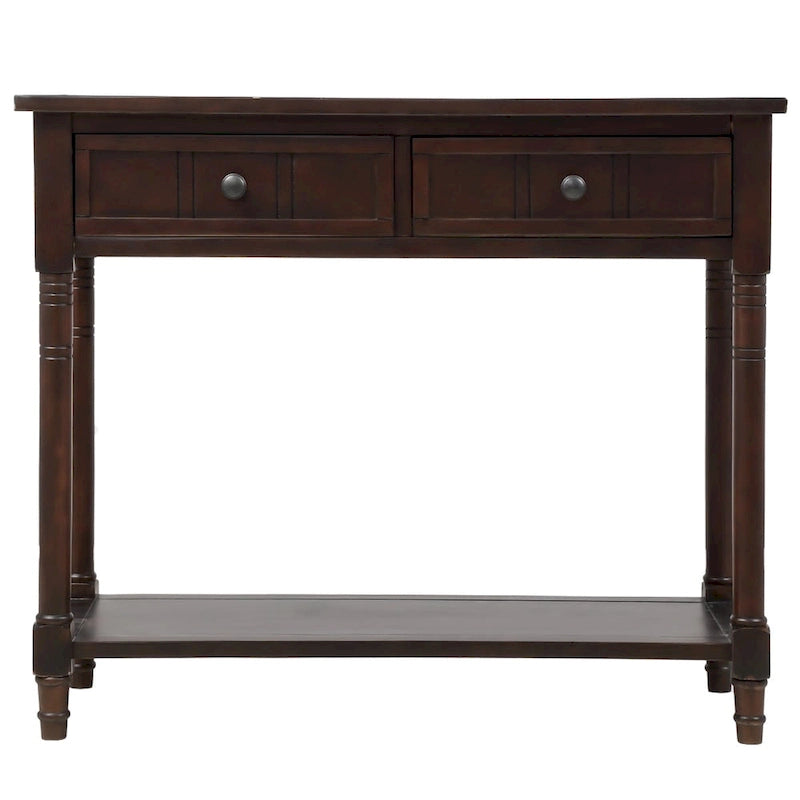 Console de style traditionnel avec deux tiroirs et une étagère inférieure