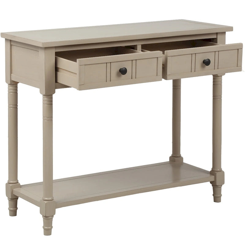 Console de style traditionnel avec deux tiroirs et une étagère inférieure