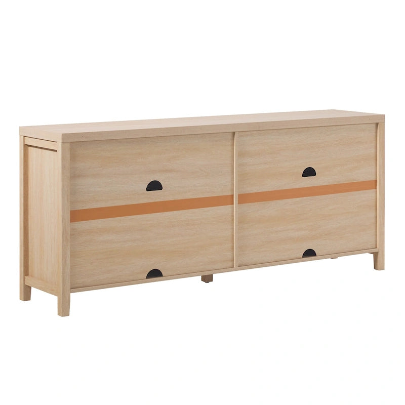 Buffet moderne Middlebrook de 70 pouces avec portes cannelées arquées