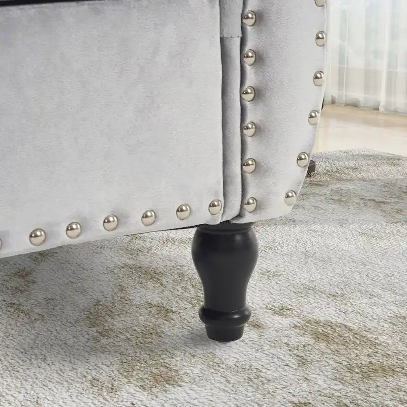 Banc rectangulaire de rangement en velours avec 1 oreiller, pouf pour salons et entrée