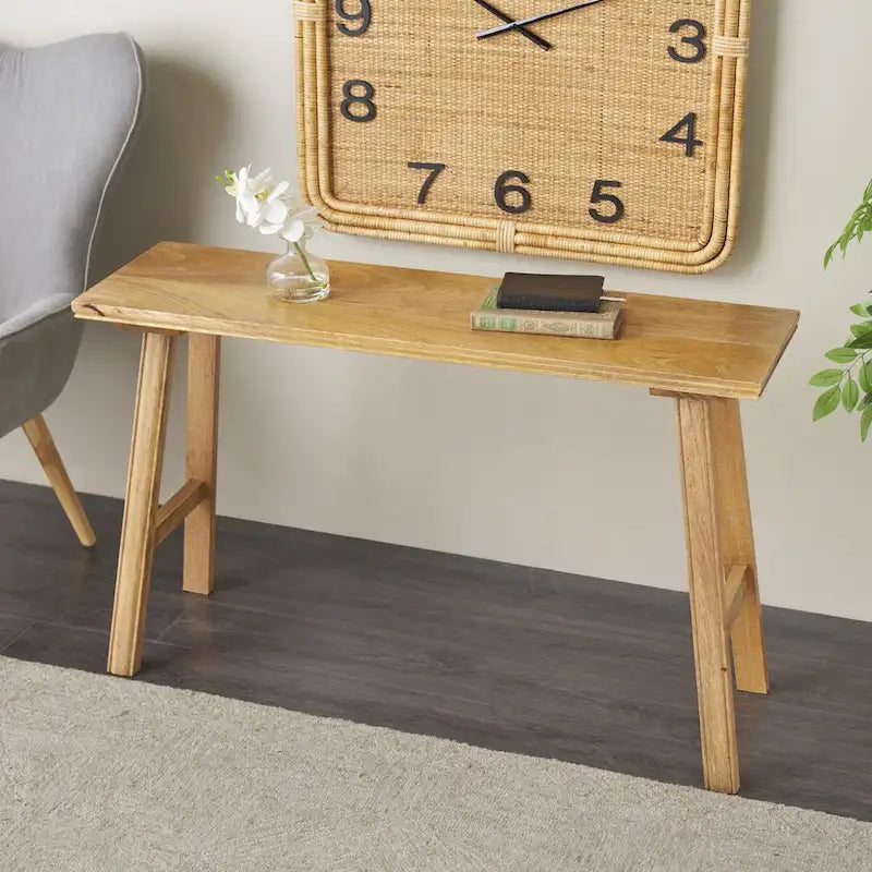 Banc d'intérieur traditionnel fait main en bois de manguier - Marron - Roche River Decor