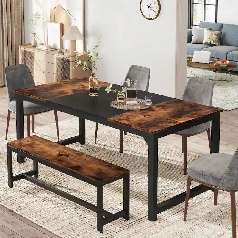 Table à manger moderne 71 pour 6-8 personnes, Table de cuisine pour salle à manger - 70.87 L x 31.50 W x 29.53 H