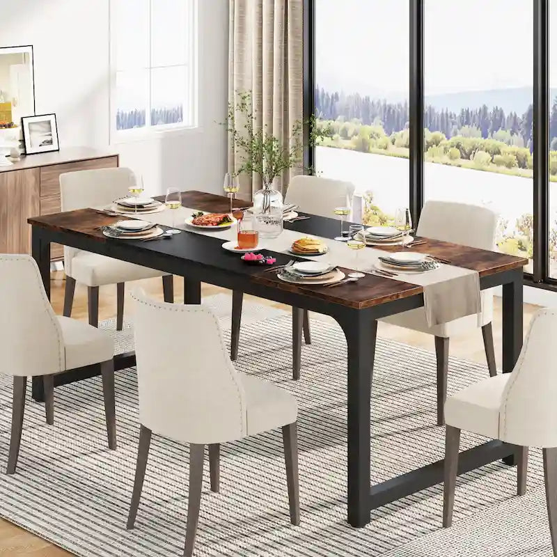 Table à manger moderne 71 pour 6-8 personnes, Table de cuisine pour salle à manger - 70.87 L x 31.50 W x 29.53 H
