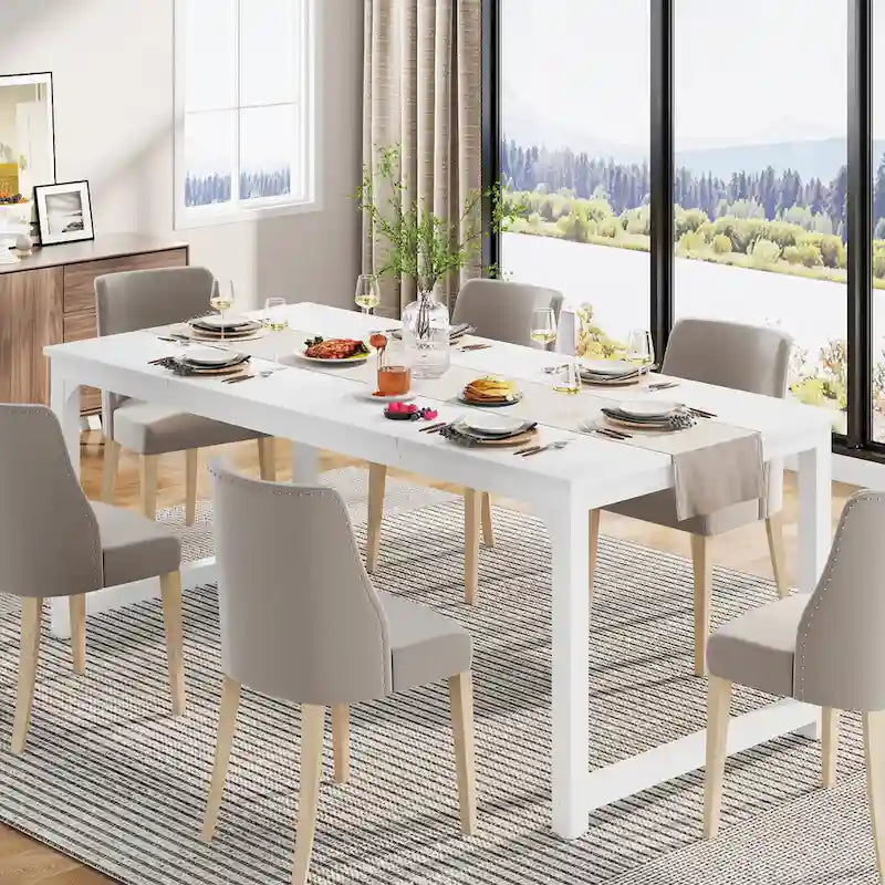Table à manger moderne 71 pour 6-8 personnes, Table de cuisine pour salle à manger - 70.87 L x 31.50 W x 29.53 H