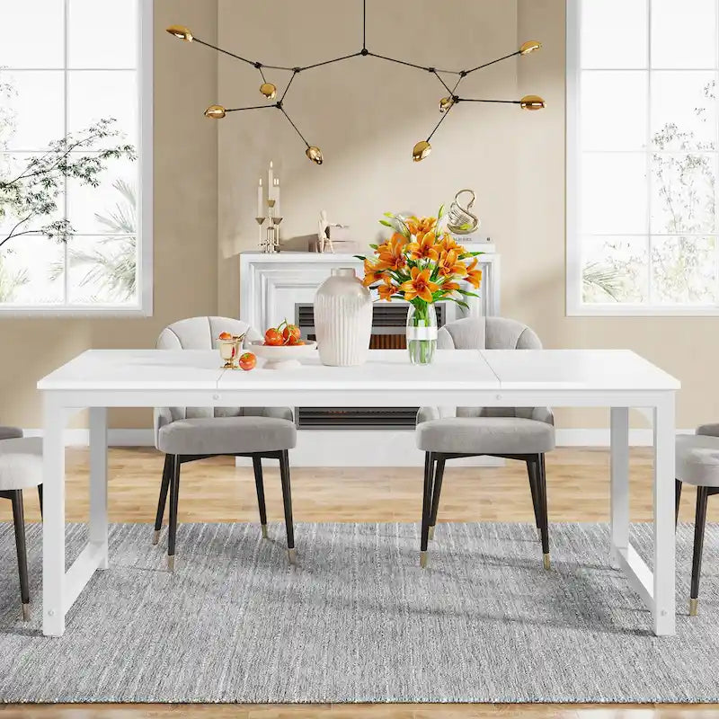 Table à manger moderne 71 pour 6-8 personnes, Table de cuisine pour salle à manger - 70.87 L x 31.50 W x 29.53 H
