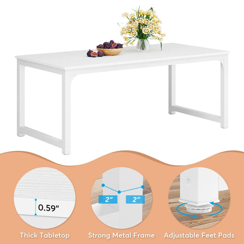 Table à manger moderne 71 pour 6-8 personnes, Table de cuisine pour salle à manger - 70.87 L x 31.50 W x 29.53 H