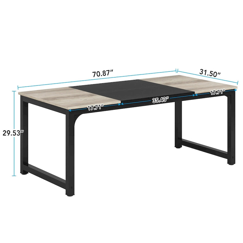 Table à manger moderne 71 pour 6-8 personnes, Table de cuisine pour salle à manger - 70.87 L x 31.50 W x 29.53 H