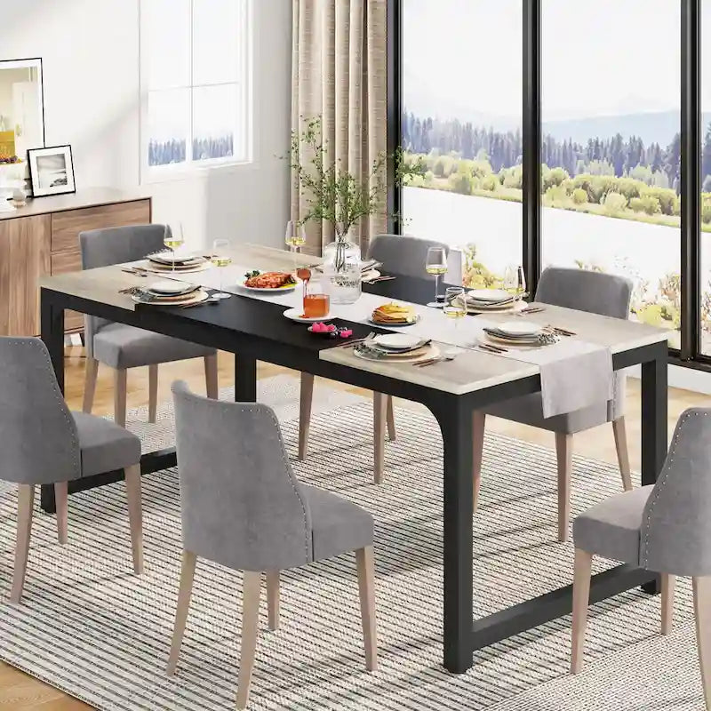 Table à manger moderne 71 pour 6-8 personnes, Table de cuisine pour salle à manger - 70.87 L x 31.50 W x 29.53 H
