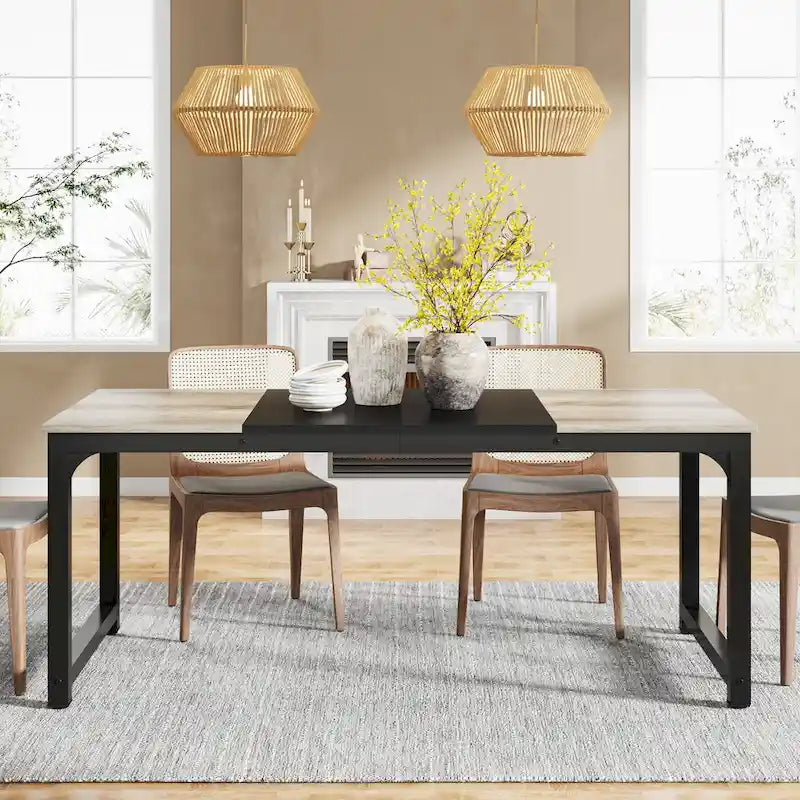 Table à manger moderne 71 pour 6-8 personnes, Table de cuisine pour salle à manger - 70.87 L x 31.50 W x 29.53 H