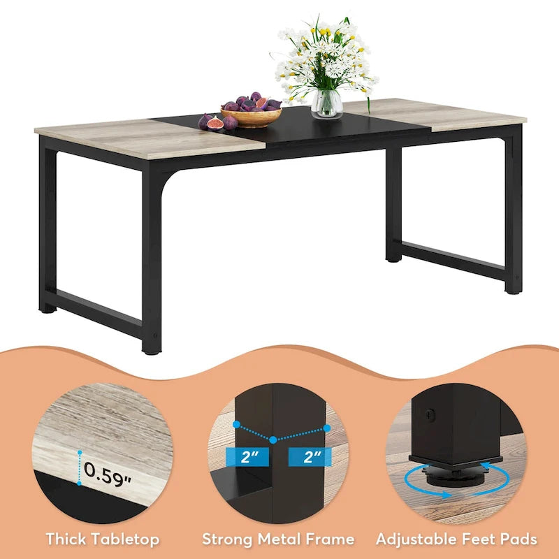 Table à manger moderne 71 pour 6-8 personnes, Table de cuisine pour salle à manger - 70.87 L x 31.50 W x 29.53 H