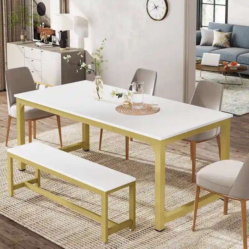 Table à manger moderne 71 pour 6-8 personnes, Table de cuisine pour salle à manger - 70.87 L x 31.50 W x 29.53 H
