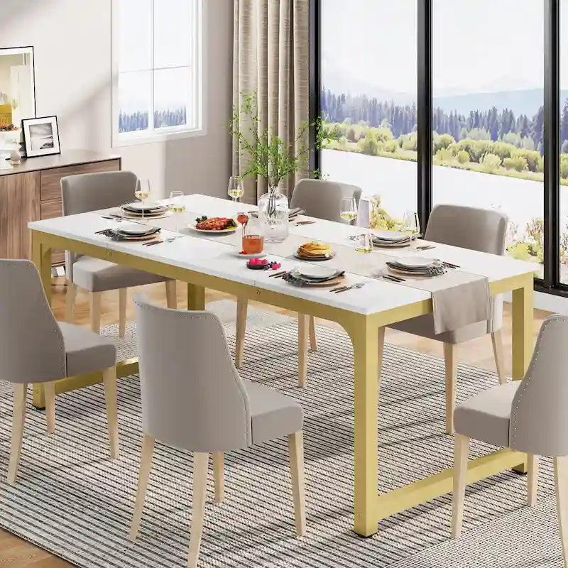 Table à manger moderne 71 pour 6-8 personnes, Table de cuisine pour salle à manger - 70.87 L x 31.50 W x 29.53 H