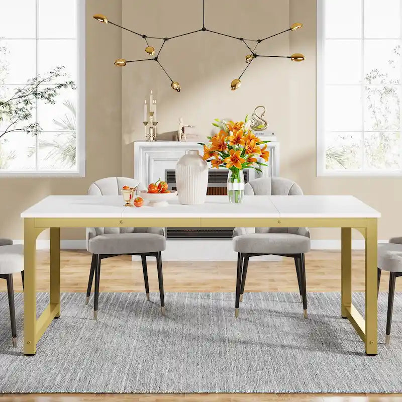 Table à manger moderne 71 pour 6-8 personnes, Table de cuisine pour salle à manger - 70.87 L x 31.50 W x 29.53 H