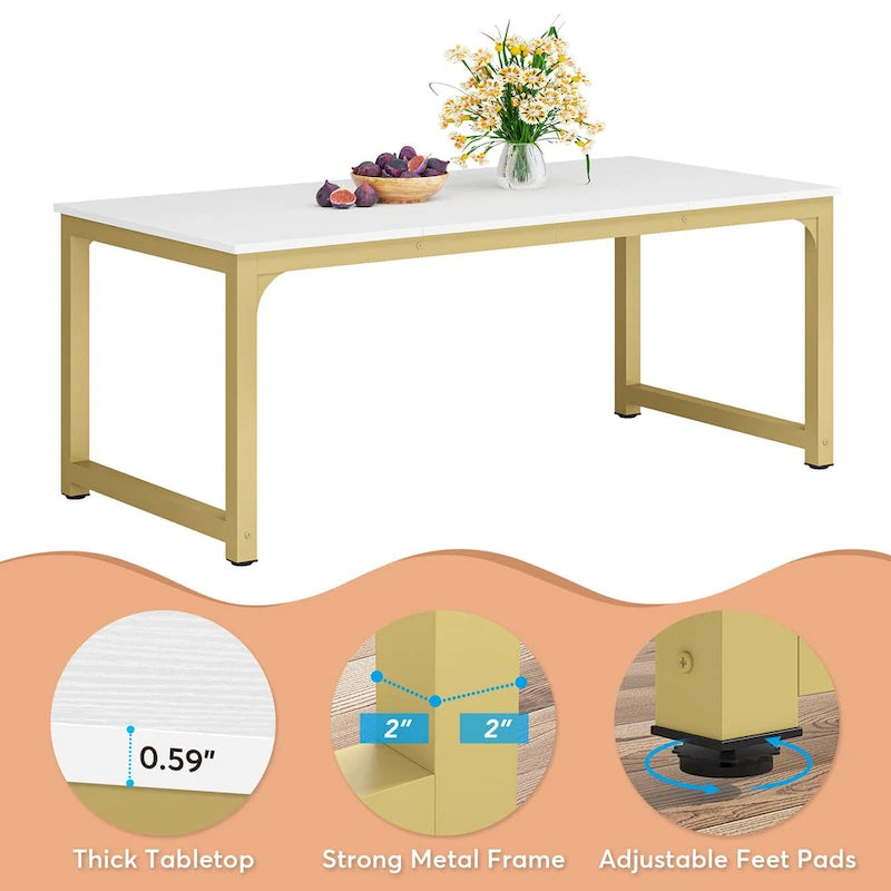 Table à manger moderne 71 pour 6-8 personnes, Table de cuisine pour salle à manger - 70.87 L x 31.50 W x 29.53 H