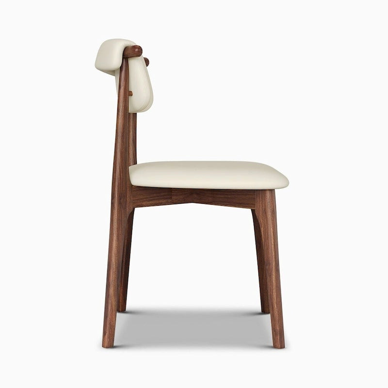 Chaise de salle à manger moderne en similicuir, beige, pieds en bois massif, 2 pièces