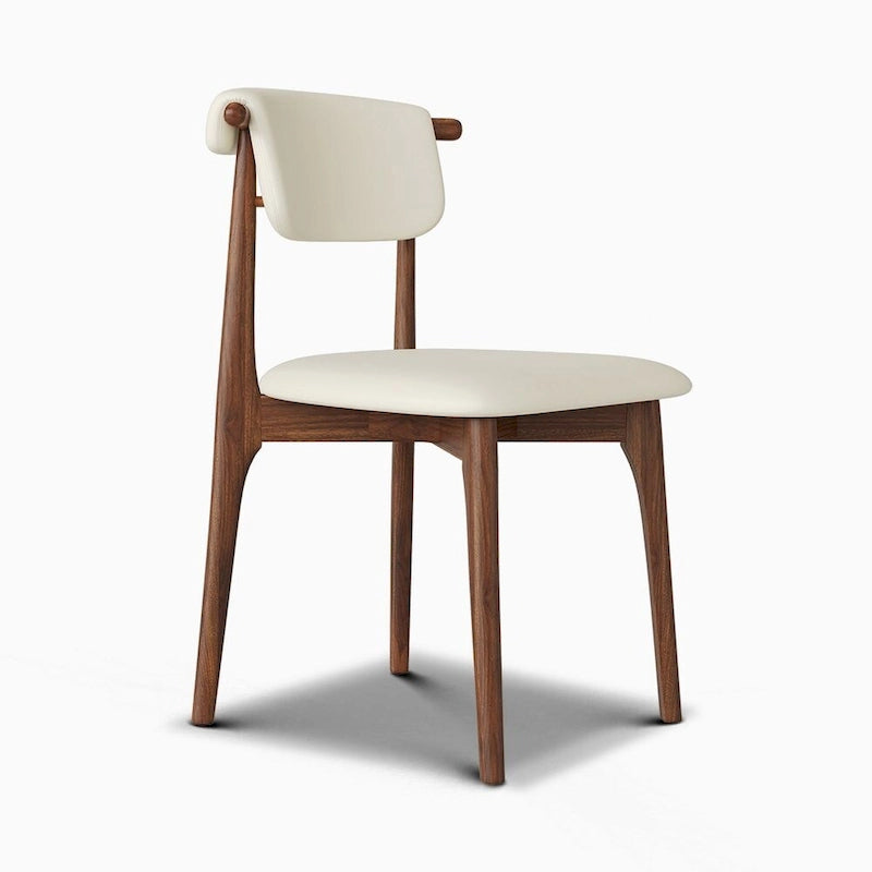 Chaise de salle à manger moderne en similicuir, beige, pieds en bois massif, 2 pièces
