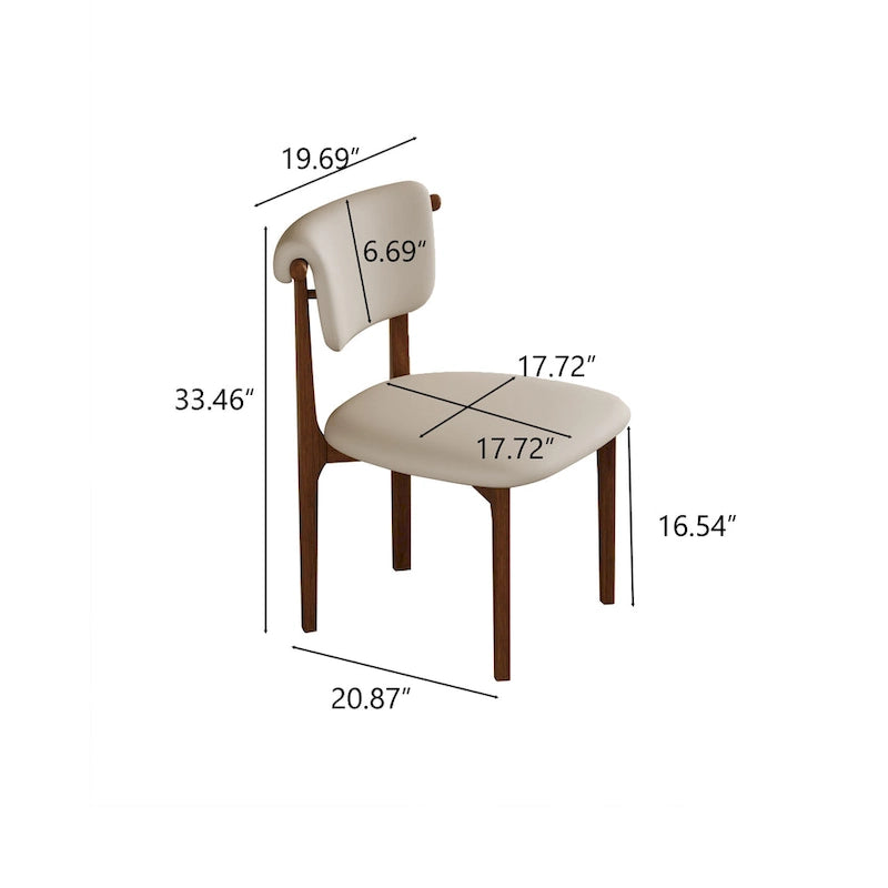 Chaise de salle à manger moderne en similicuir, beige, pieds en bois massif, 2 pièces