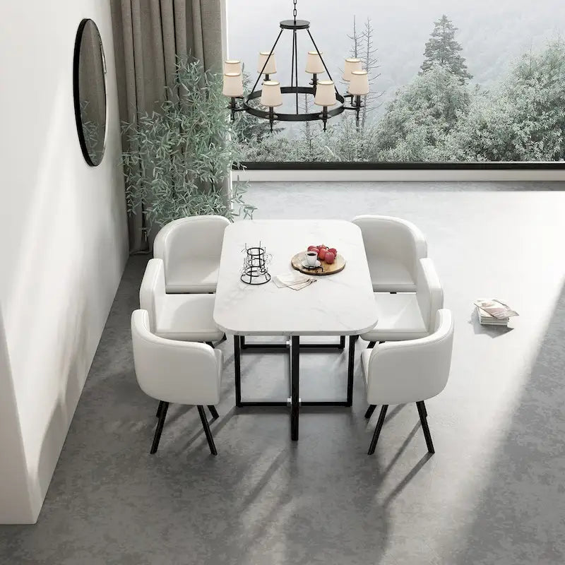 Ensemble de salle à manger moderne 7 pièces, table à manger rectangulaire avec 6 chaises pour salle à manger, cuisine