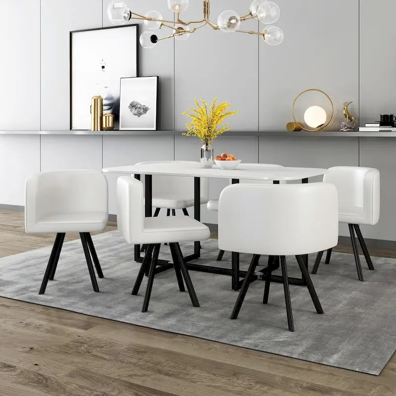 Ensemble de salle à manger moderne 7 pièces, table à manger rectangulaire avec 6 chaises pour salle à manger, cuisine