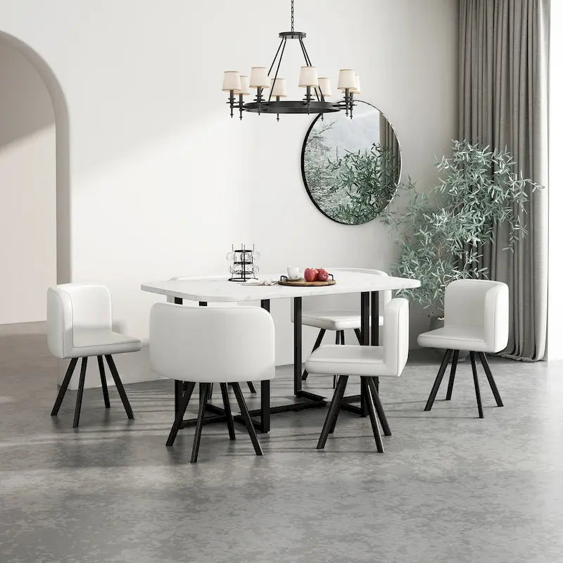 Ensemble de salle à manger moderne 7 pièces, table à manger rectangulaire avec 6 chaises pour salle à manger, cuisine