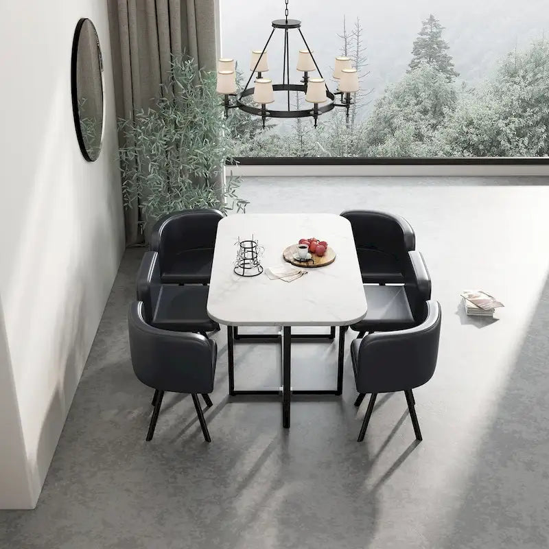 Ensemble de salle à manger moderne 7 pièces, table à manger rectangulaire avec 6 chaises pour salle à manger, cuisine