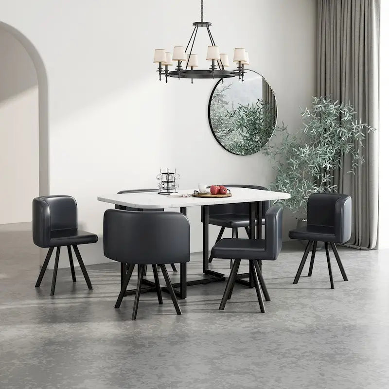 Ensemble de salle à manger moderne 7 pièces, table à manger rectangulaire avec 6 chaises pour salle à manger, cuisine