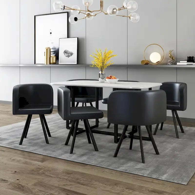 Ensemble de salle à manger moderne 7 pièces, table à manger rectangulaire avec 6 chaises pour salle à manger, cuisine