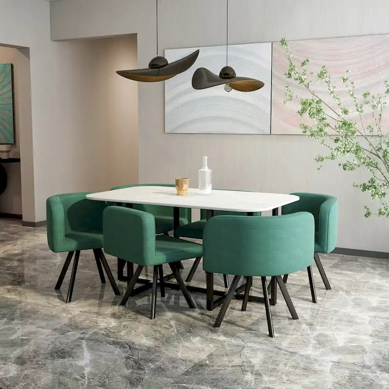 Ensemble de salle à manger moderne 7 pièces, table à manger rectangulaire avec 6 chaises pour salle à manger, cuisine