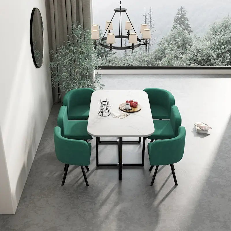 Ensemble de salle à manger moderne 7 pièces, table à manger rectangulaire avec 6 chaises pour salle à manger, cuisine
