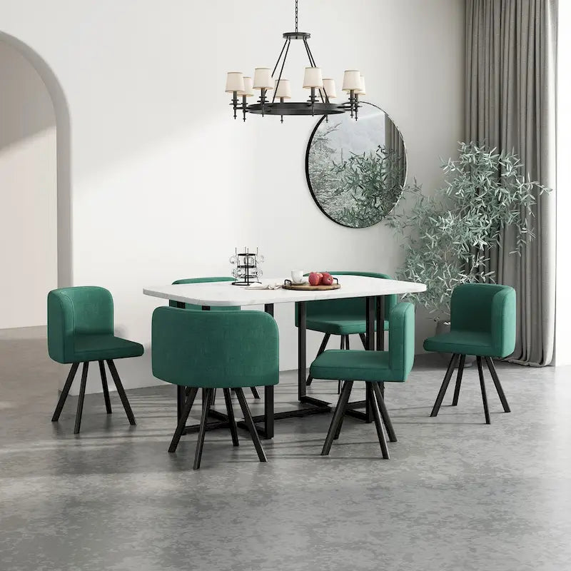 Ensemble de salle à manger moderne 7 pièces, table à manger rectangulaire avec 6 chaises pour salle à manger, cuisine