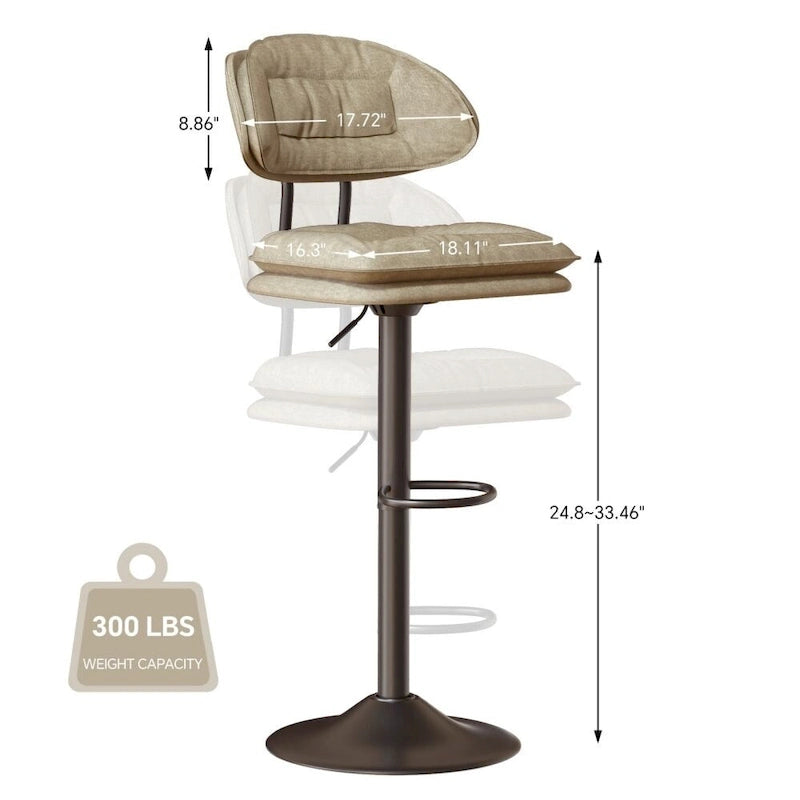 Lot de 2 tabourets de bar pivotants réglables en hauteur