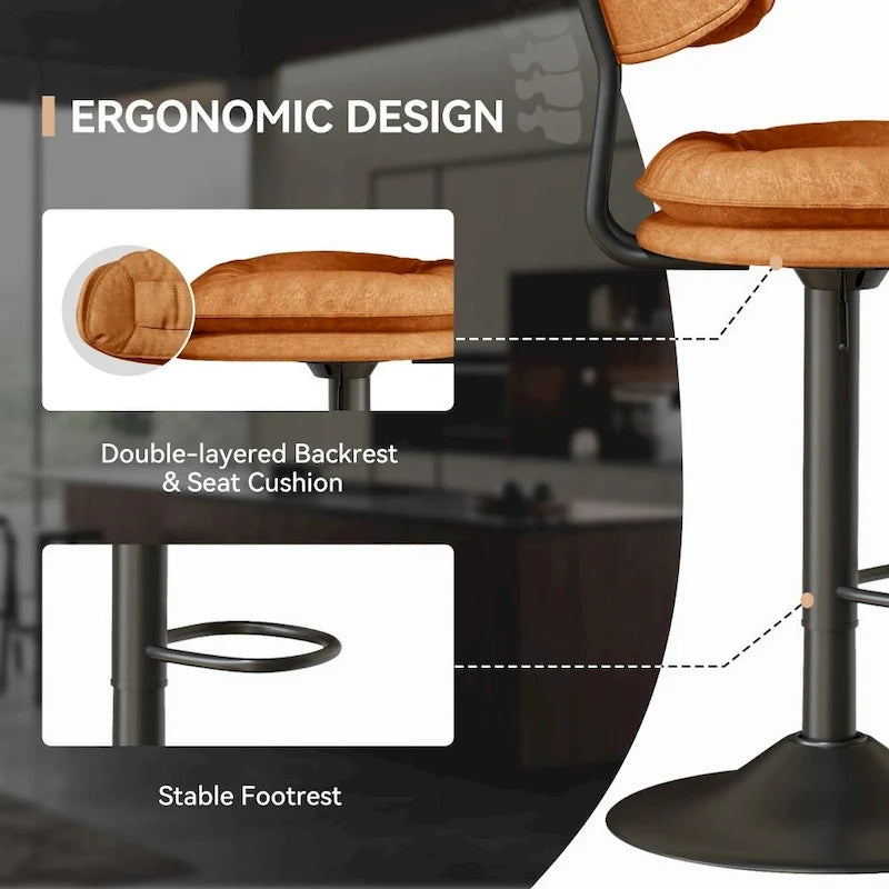 Lot de 2 tabourets de bar pivotants réglables en hauteur