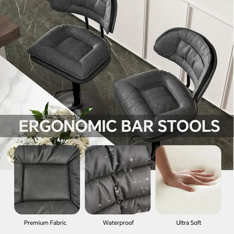 Lot de 2 tabourets de bar pivotants réglables en hauteur