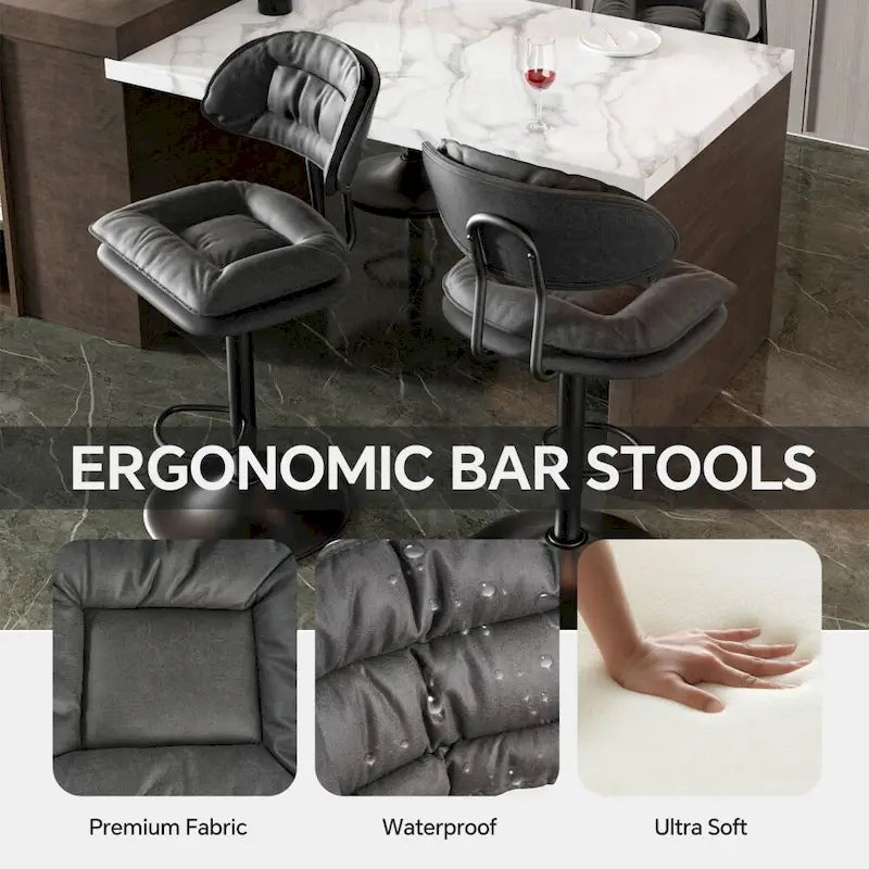 Lot de 2 tabourets de bar pivotants réglables en hauteur