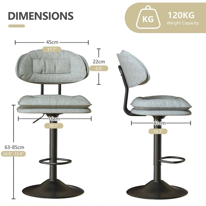 Lot de 2 tabourets de bar pivotants réglables en hauteur