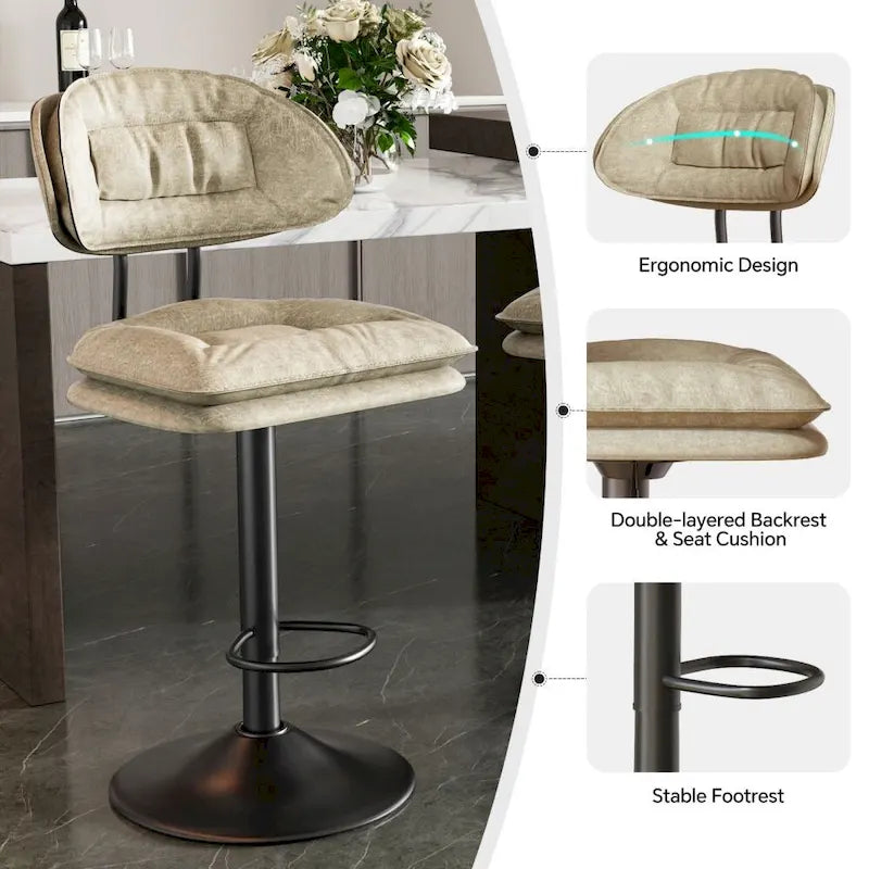 Lot de 2 tabourets de bar pivotants réglables en hauteur